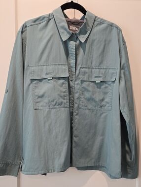 Eddie Bauer Teal Green Button-Front Shirt Jacket